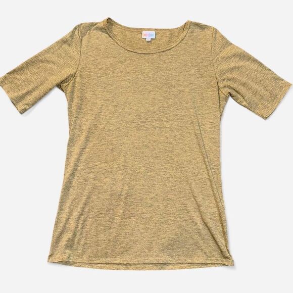 Lularoe "Gigi" Heather Mustard Half Sleeve T-Shirt - Picture 4 of 8